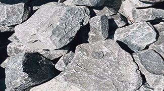 rip rap rock provided from Delta Materials landscaping materials