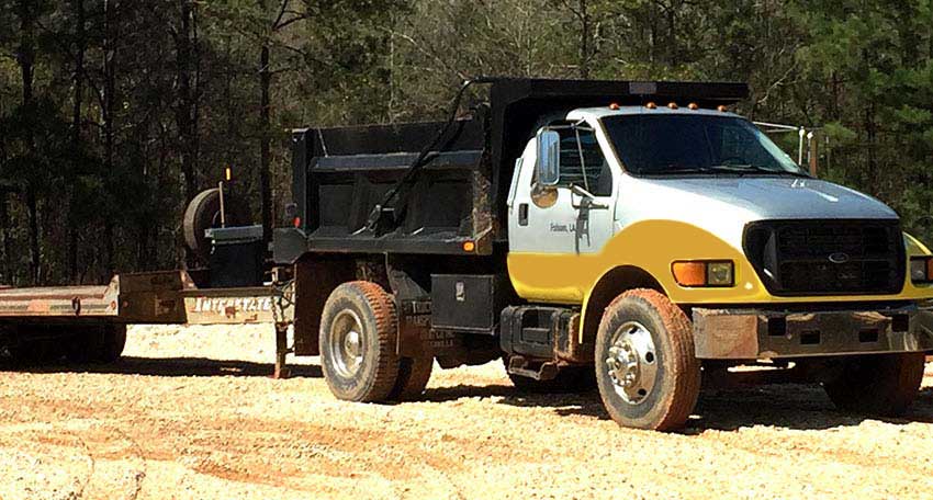 a Delta Materials dump truck